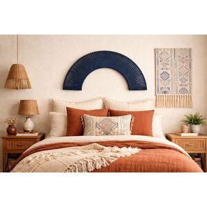 24” Navy Woven Arch Wall Decor | Boho Rope Wall Art | Modern Organic Accent